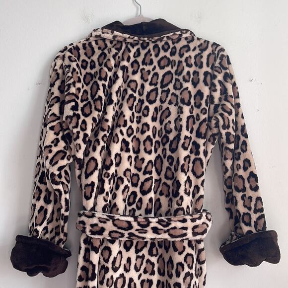Natori super soft plush leopard print bath robe sz S - Picture 7 of 8